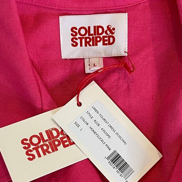 SOLID & STRIPED Linen Tourist Dress Pink L 10 NEW - Picture 4 of 14